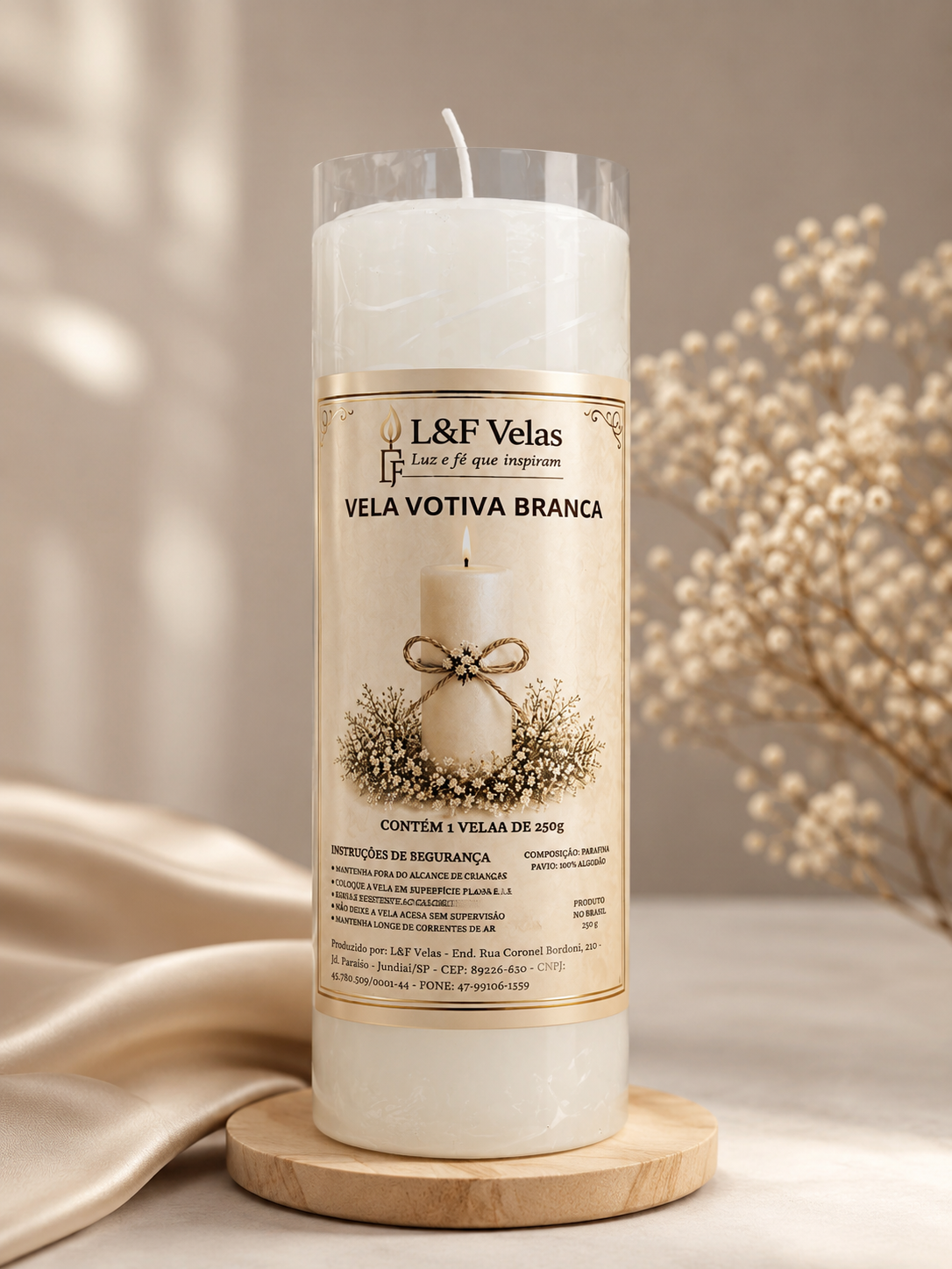 VELA  250G VOTIVA BRANCA L&F VELAS